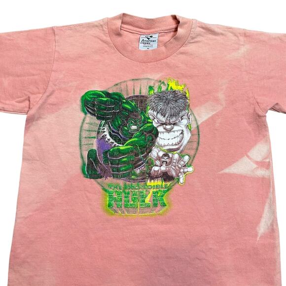 The Incredible Hulk 90’s Bleach Dyed Pink T-shirt - Picture 3 of 6